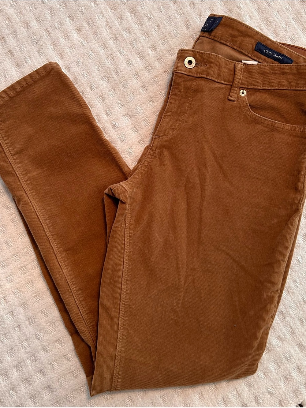 Corduroy Slim Pants - Camel Brown